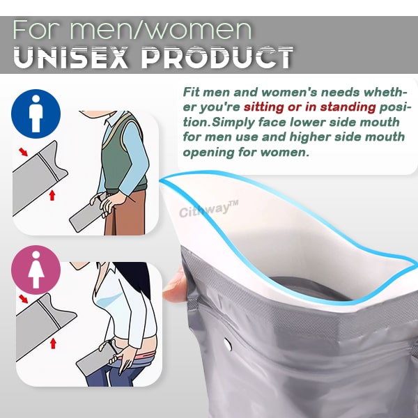 Cithway™ Disposable Non-Spill Travel Emergency Urine Bag